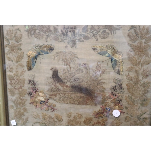 1179 - Antique sampler dated 1847 (A/F ), approx 75cm H  x 50cm W & frame 106cm H x 122cm W