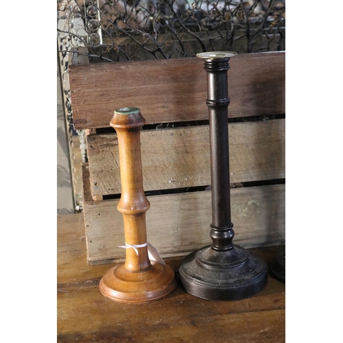 1189 - Four candlesticks, approx 33cm H and shorter (4)
