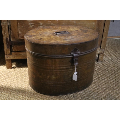 1192 - Antique tin hat box, approx 35cm H x 50cm Dia