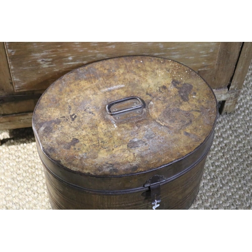 1192 - Antique tin hat box, approx 35cm H x 50cm Dia