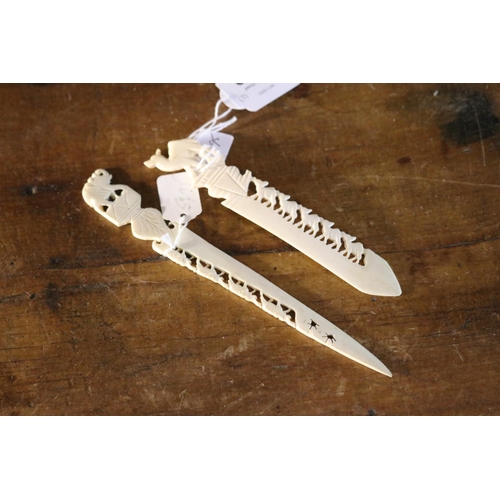 1229 - Two bone letter openers, approx 17cm L and smaller (2)