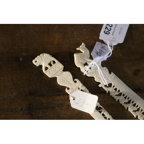 1229 - Two bone letter openers, approx 17cm L and smaller (2)