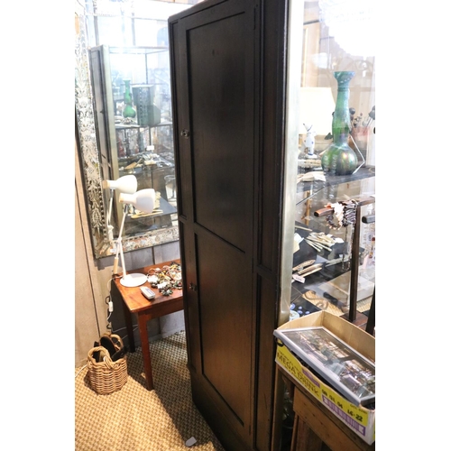 1190 - Vintage upright single door display cabinet, approx 193cm H  x 75cm W x 56cm D