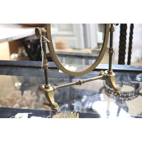 1246 - Brass table top mirror, approx 35cm H x 24cm W x 14cm D