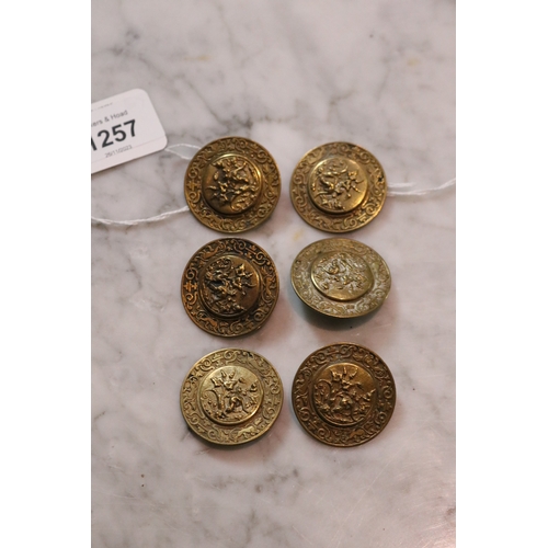 1257 - Set of six antique French buttons depicting the Salamander of The Loire Valley, Paris A.P & C Ltd , ... 