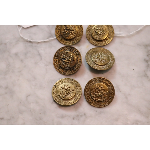 1257 - Set of six antique French buttons depicting the Salamander of The Loire Valley, Paris A.P & C Ltd , ... 