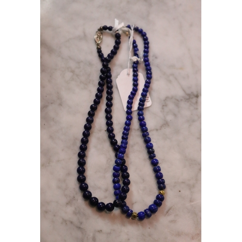 1299 - Two lapis coloured bead necklace (2)