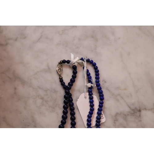 1299 - Two lapis coloured bead necklace (2)