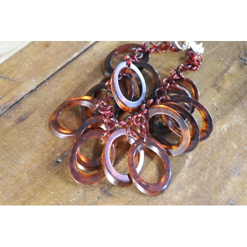 1305 - Vintage faux tortoise shell necklace, approx 25cm L unopened