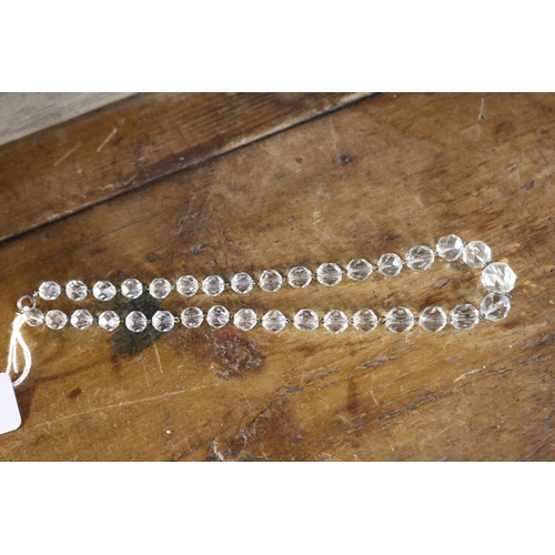 1307 - Vintage facetted crystal necklace, approx 49cm L