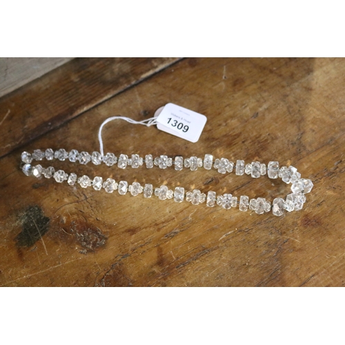 1309 - Vintage facetted crystal necklace, approx 49cm L