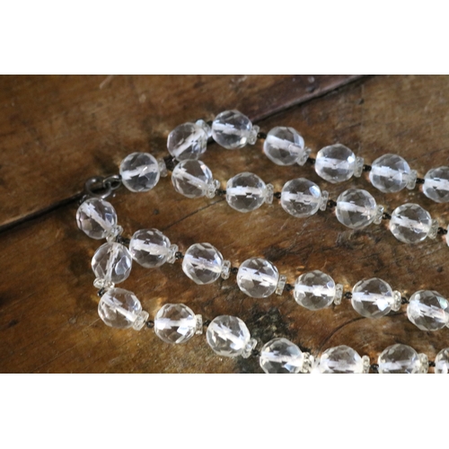 1310 - Vintage double strand facetted crystal necklace, approx 30cm L unopened