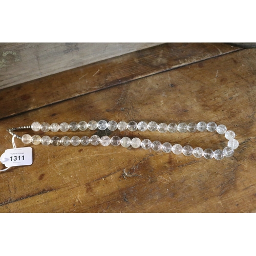 1311 - Vintage round quartz necklace, approx 68cm L