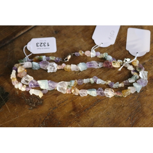 1323 - Two quartz and amethyst etc necklaces, approx 41cm L each (2)