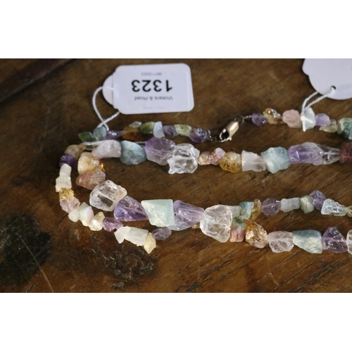 1323 - Two quartz and amethyst etc necklaces, approx 41cm L each (2)