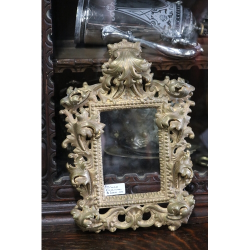 1365 - Antique pierced brass acanthus leaf picture frame, approx 33cm H x 23cm W