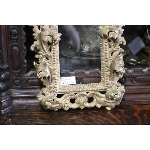 1365 - Antique pierced brass acanthus leaf picture frame, approx 33cm H x 23cm W