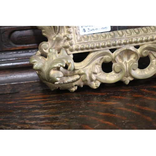 1365 - Antique pierced brass acanthus leaf picture frame, approx 33cm H x 23cm W