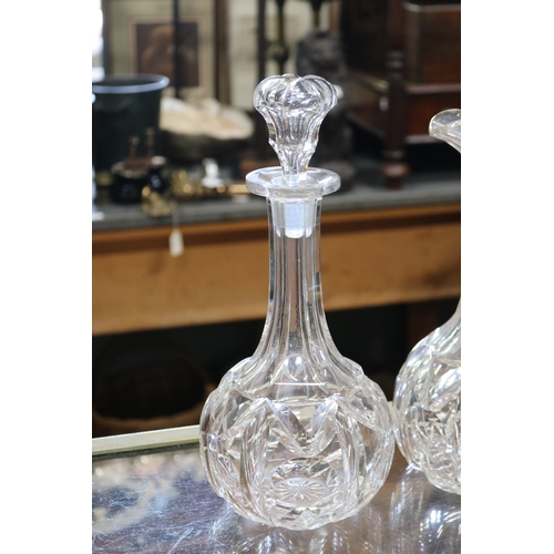 1367 - Good Quality cut crystal claret jug & decanter, approx 34cm H and shorter (2)