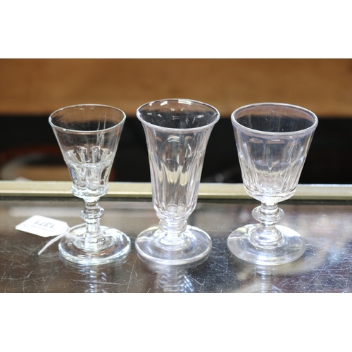 1371 - Three antique ale glasses, approx 11cm H (3)