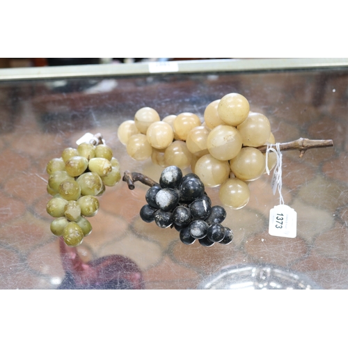 1373 - Three old alabaster bunches of grapes, approx 24cm L and shorter (3)