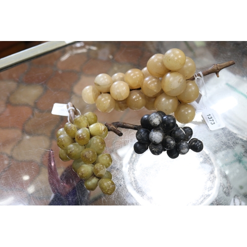 1373 - Three old alabaster bunches of grapes, approx 24cm L and shorter (3)