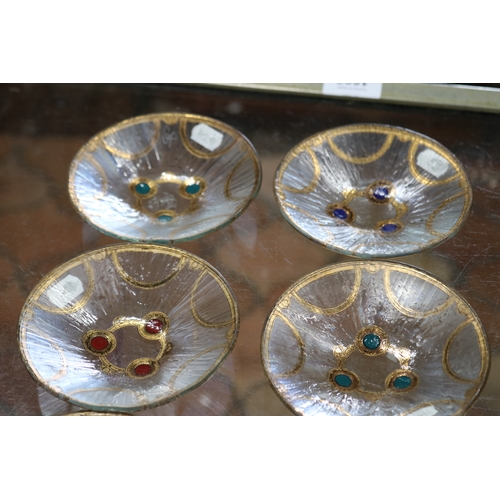 1381 - Six Peter Crisp glass dishes, approx 10.5cm Dia (6)