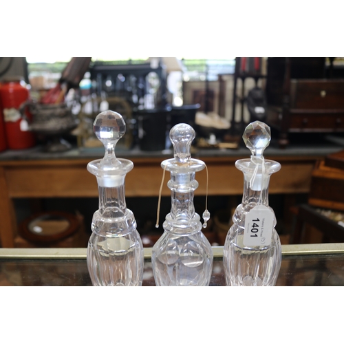 1401 - Set of three antique Georgian decanters, approx 20cm H each (3)