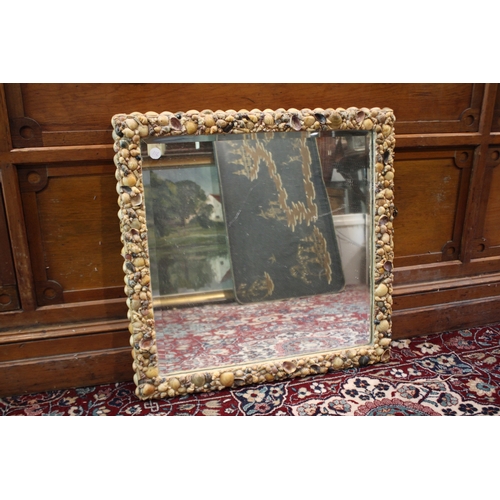 2570 - Square shell mirror, approx 65cm Sq