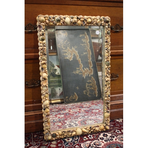 2571 - Tall rectangular shell mirror, approx 83cm x 49cm