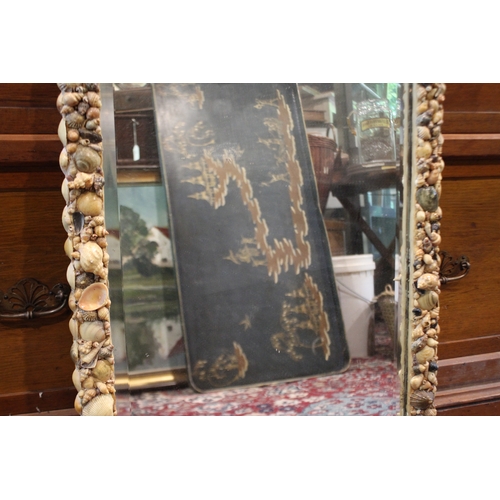 2571 - Tall rectangular shell mirror, approx 83cm x 49cm