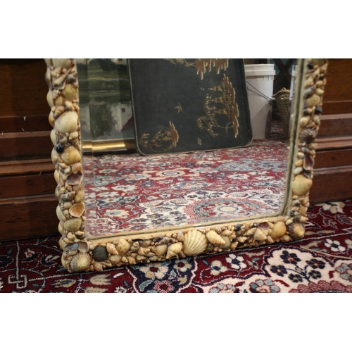 2571 - Tall rectangular shell mirror, approx 83cm x 49cm