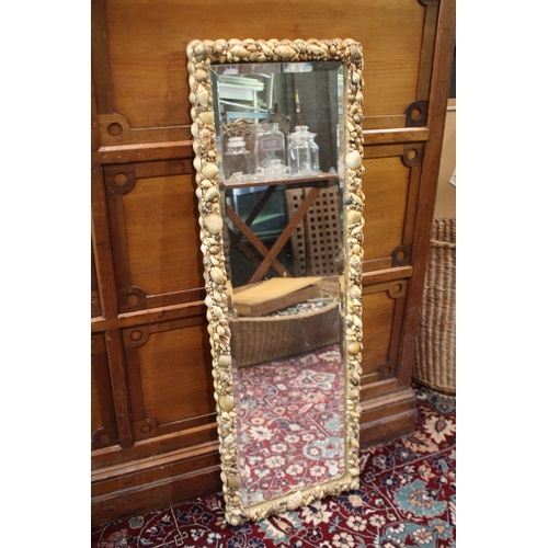 2572 - Tall rectangular shell mirror, approx 114cm H x 38cm W