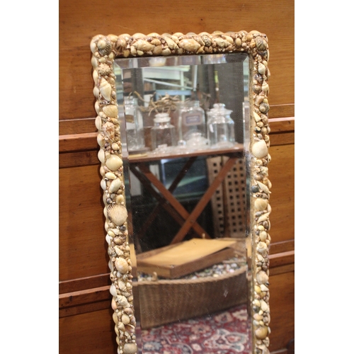 2572 - Tall rectangular shell mirror, approx 114cm H x 38cm W