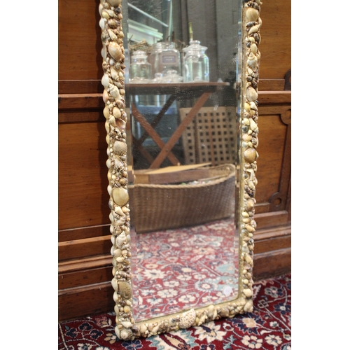 2572 - Tall rectangular shell mirror, approx 114cm H x 38cm W