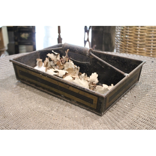 2575 - Antique toleware Cutlery tray, approx 13cm H x 36cm W x 26cm D