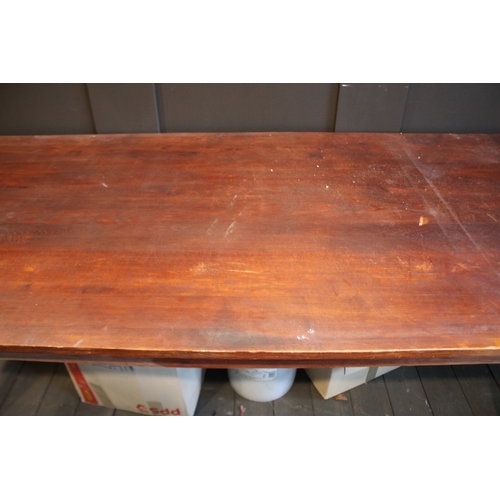 2579 - Tapering leg provincial style dining table, approx 77cm H x 200cm W x 96cm D