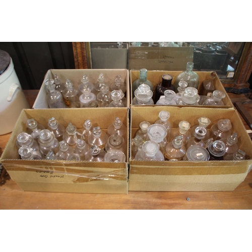 2582 - Four boxes Apothecary glass bottles & jars