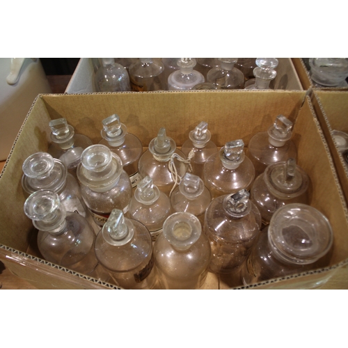 2582 - Four boxes Apothecary glass bottles & jars