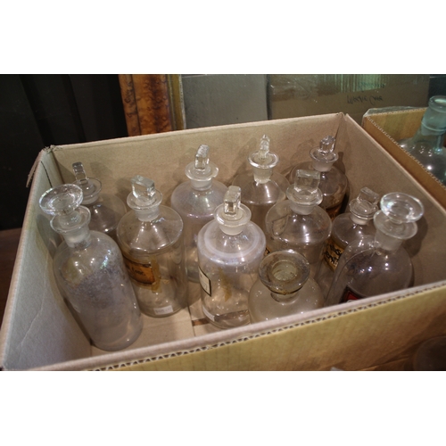 2582 - Four boxes Apothecary glass bottles & jars