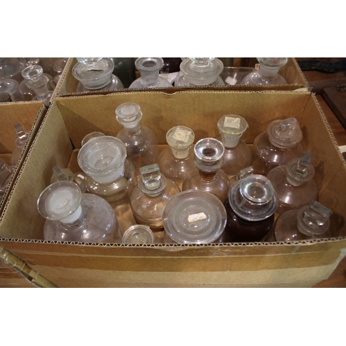 2582 - Four boxes Apothecary glass bottles & jars