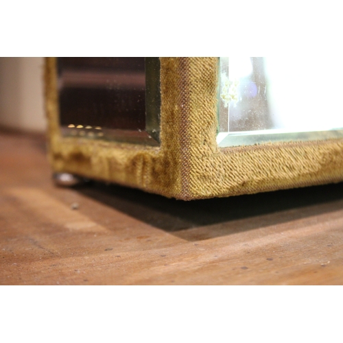 2584 - Cadburys velvet box with mirrors, damages, approx 13cm h x 28cm W x 13cm D