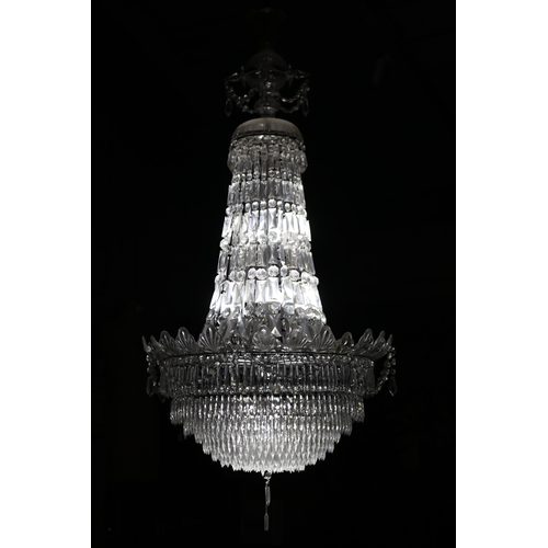 1244 - Impressive large cut crystal basket chandelier, approx 128cm H x 80cm Dia