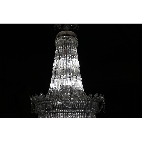 1244 - Impressive large cut crystal basket chandelier, approx 128cm H x 80cm Dia