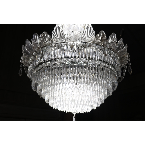 1244 - Impressive large cut crystal basket chandelier, approx 128cm H x 80cm Dia