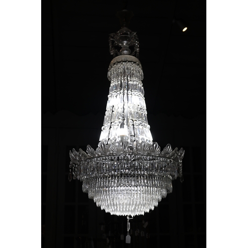 1244 - Impressive large cut crystal basket chandelier, approx 128cm H x 80cm Dia