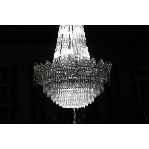 1244 - Impressive large cut crystal basket chandelier, approx 128cm H x 80cm Dia