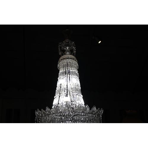 1244 - Impressive large cut crystal basket chandelier, approx 128cm H x 80cm Dia