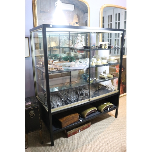 1327 - large Shop display cabinet with sliding doors, approx 182cm H x 152cm W x 76cm D