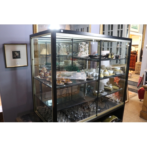 1327 - large Shop display cabinet with sliding doors, approx 182cm H x 152cm W x 76cm D